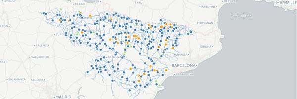 Red de estaciones de aforo de la CHE